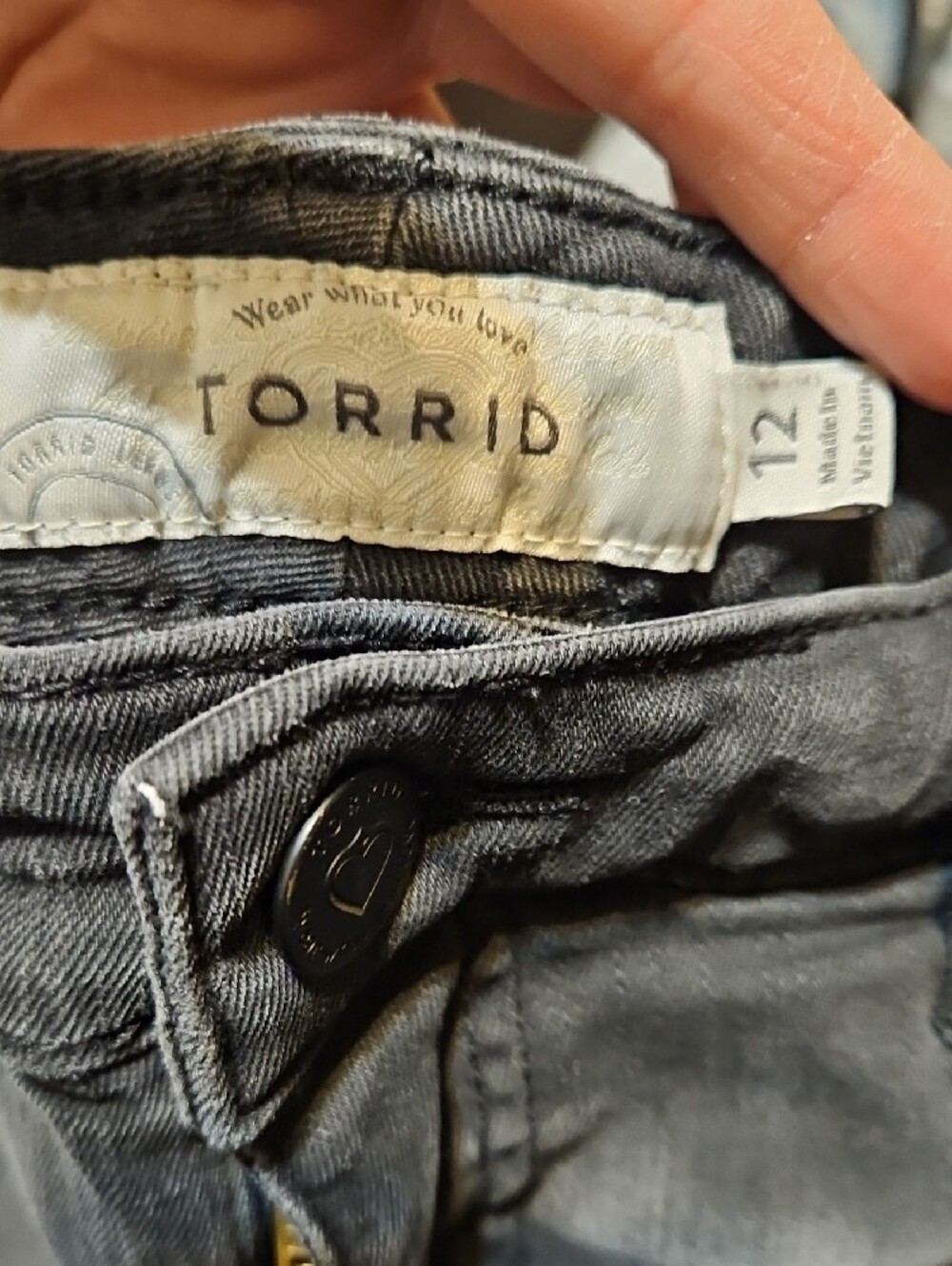 torrid Black Washed Denim Shorts with Lace Panels - Picture 6 of 7